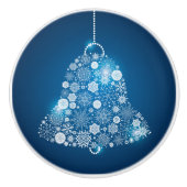 Blau und leuchtend weiße Schneeflocken Weihnachtsg Keramikknauf (Vorderseite)
