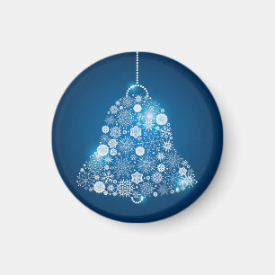 Blau und leuchtend weiße Schneeflocken Weihnachtsg Magnet