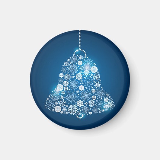 Blau und leuchtend weiße Schneeflocken Weihnachtsg Magnet (Vorne)