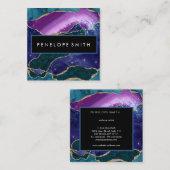 Blau und Lila Agate Abstrakt Quadratische Visitenkarte (Vorne/Hinten)