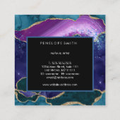 Blau und Lila Agate Abstrakt Quadratische Visitenkarte (Rückseite)