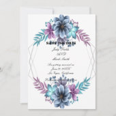 Blau und Lila Aquarellblumen Save The Date (Vorderseite)