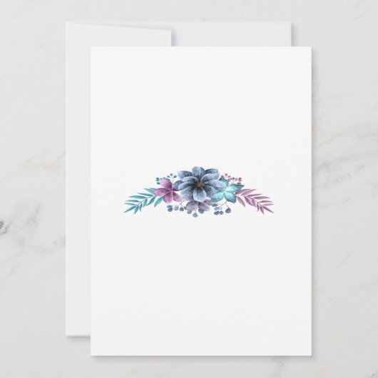 Blau und Lila Aquarellblumen Save The Date (Rückseite)