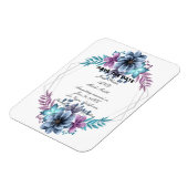 Blau und Lila Aquarellblumen Save the Date Magnet (Linke Seite)