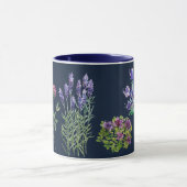Blau- und Lila-Blumen in Aquarelle Tasse (Zentrum)