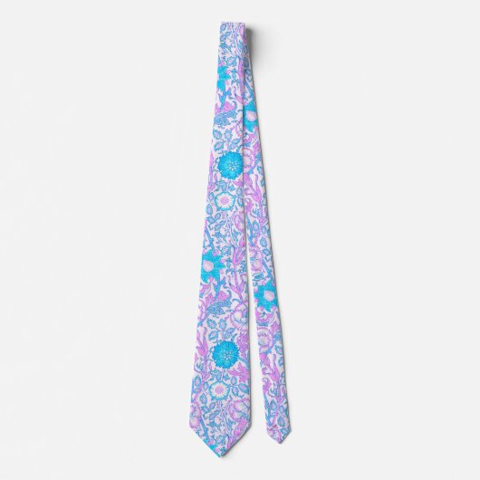 Blau und Lila Blüten Krawatte (Vorderseite)