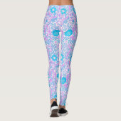 Blau und Lila Blüten Leggings (Rückseite)