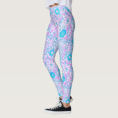 Blau und Lila Blüten Leggings (Links)