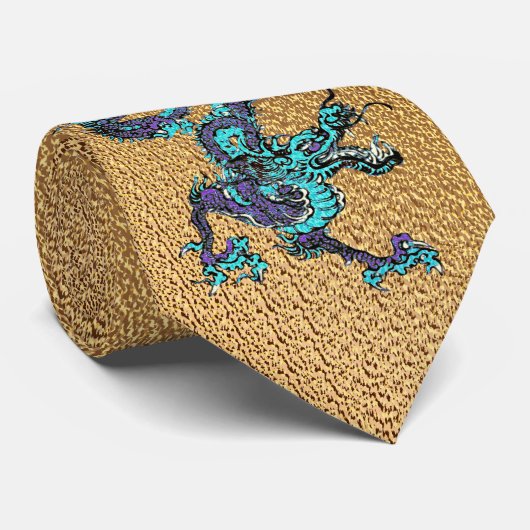 Blau und Lila Drache Krawatte (Gerollt)