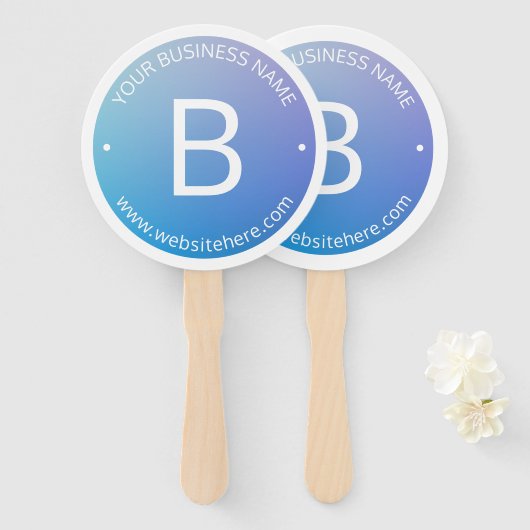 Blau und Lila fading Ombre mit bearbeitbarem Text Fächer (Vorne und Hinten)