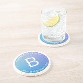 Blau und Lila fading Ombre mit bearbeitbarem Text Getränkeuntersetzer (Seite)