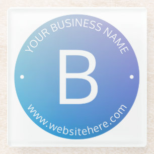 Blau und Lila fading Ombre mit bearbeitbarem Text Glasuntersetzer