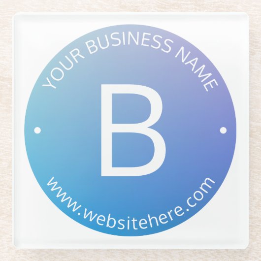 Blau und Lila fading Ombre mit bearbeitbarem Text Glasuntersetzer (Vorderseite)