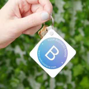 Blau und Lila fading Ombre mit bearbeitbarem Text Schlüsselanhänger