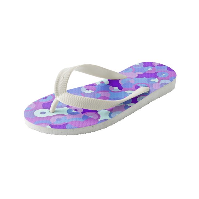 Blau und Lila geometrisch Kinderbadesandalen (Schrägansicht)