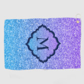 Blau und Lila Glitzer Golfhandtuch (Horizontal)