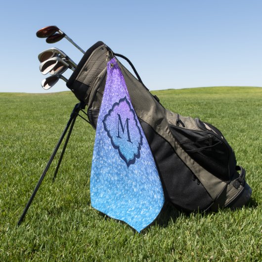 Blau und Lila Glitzer Golfhandtuch (Gras)