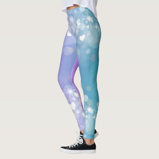 Blau und Lila Herzfrequenz Leggings (Links)
