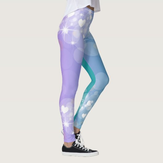 Blau und Lila Herzfrequenz Leggings (Rechts)