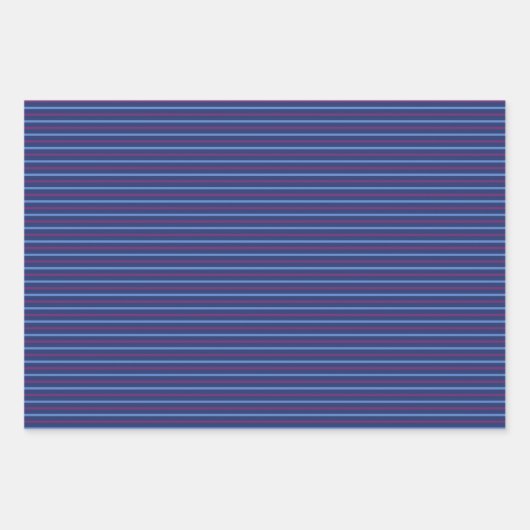 Blau und Lila, horizontal gestreift Geschenkpapier Set (Vorderseite 3)