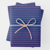 Blau und Lila, horizontal gestreift Geschenkpapier Set (Beispiel)