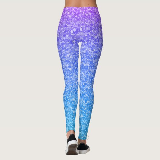 Blau und lila Imitate Glitzer ombre Leggings (Rückseite)