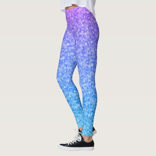 Blau und lila Imitate Glitzer ombre Leggings (Links)