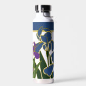 Blau und Lila Iris mit Name Trinkflasche (Links)
