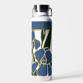 Blau und Lila Iris mit Name Trinkflasche (Rückseite)