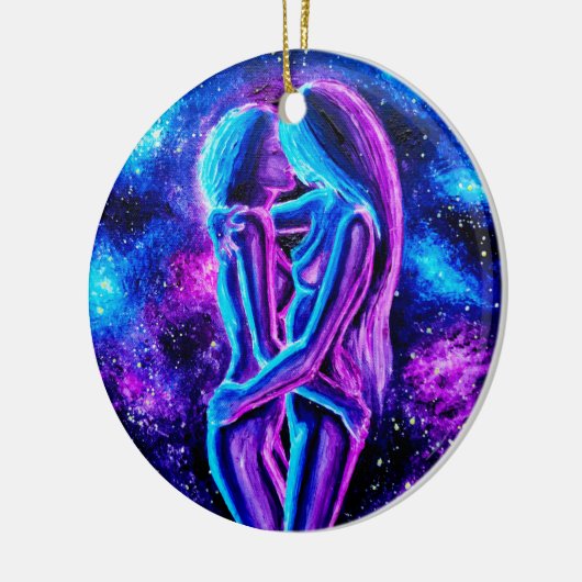 Blau und lila keramik ornament (Links)