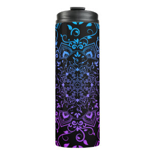 Blau und Lila Mandala Thermosbecher