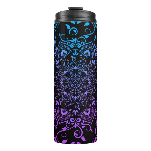 Blau und Lila Mandala Thermosbecher (Vorderseite)