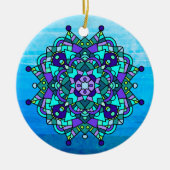 Blau und Lila Mandala Weihnachten Keramik Ornament (Vorne)