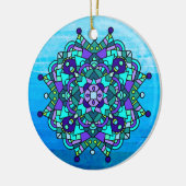 Blau und Lila Mandala Weihnachten Keramik Ornament (Links)
