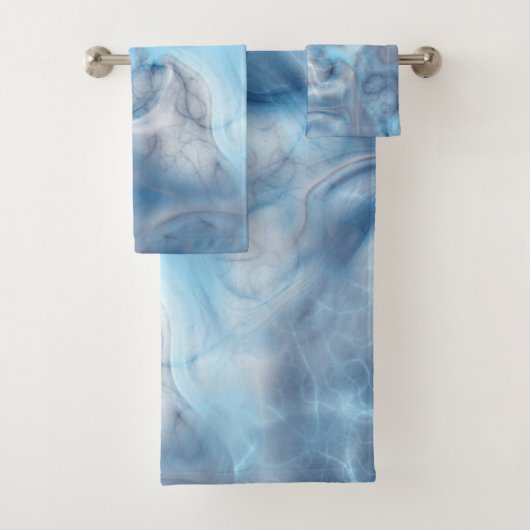 Blau und Lila Marmor abstrakt Badhandtuch Set (Insitu)
