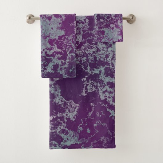 Blau und Lila Marmor abstrakt Badhandtuch Set (Insitu)