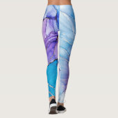 Blau und Lila marmoriert Leggings (Rückseite)