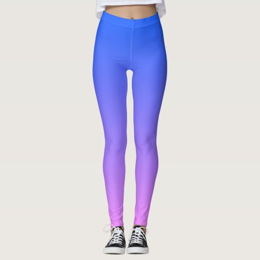 Blau und Lila Ombre Monogram Leggings (Vorderseite)
