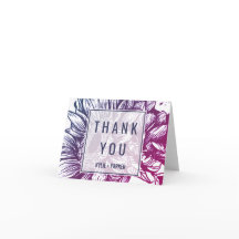 Blau und Lila Ombre Sonnenblumen Danke, Card