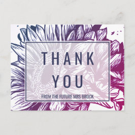 Blau und Lila Ombre Sonnenblumen Vielen Dank Postkarte