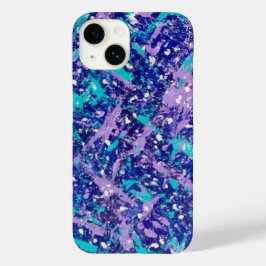 Blau und Lila Spritzer Kunst Case-Mate iPhone 14 Hülle
