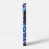 Blau und Lila Spritzer Kunst iPhone Hülle (Linke Seite)