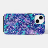 Blau und Lila Spritzer Kunst iPhone Hülle (Rückseite (Horizontal))