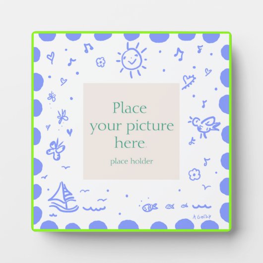 Blau und Limon sonniger "Rahmen" Fotoplatte (Vorderseite)