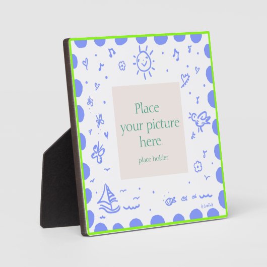 Blau und Limon sonniger "Rahmen" Fotoplatte (Vorderseite)