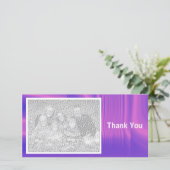 Blau und Magenta Shadowed Dankeskarte (Stehend Vorderseite)