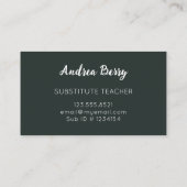 Blau und Mandarine Orange Stellvertretender Lehrer Visitenkarte (Rückseite)