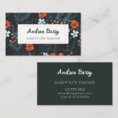 Blau und Mandarine Orange Stellvertretender Lehrer Visitenkarte (Vorne/Hinten)