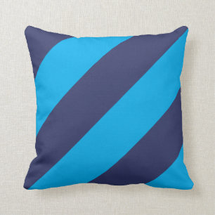 Blau und Marine-Blau Striped Kissen 16" x 16"