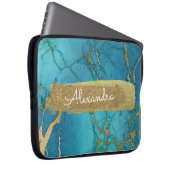 Blau und Marmor mit Goldfolie und Glitzer Laptopschutzhülle (Vorne Rechts)